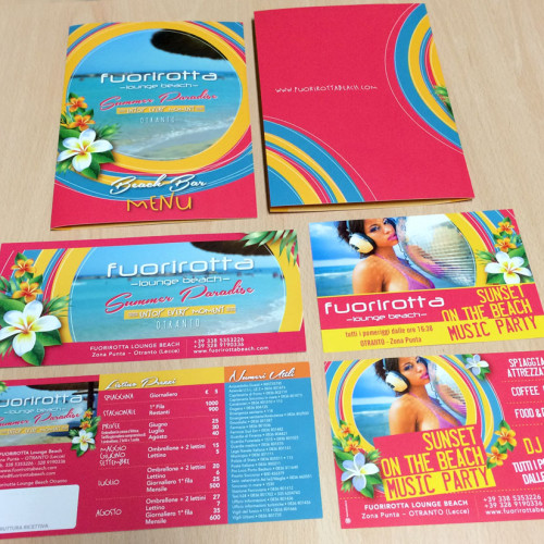 Fuorirotta Lounge Beach Otranto: menu, cartoline e flyer
